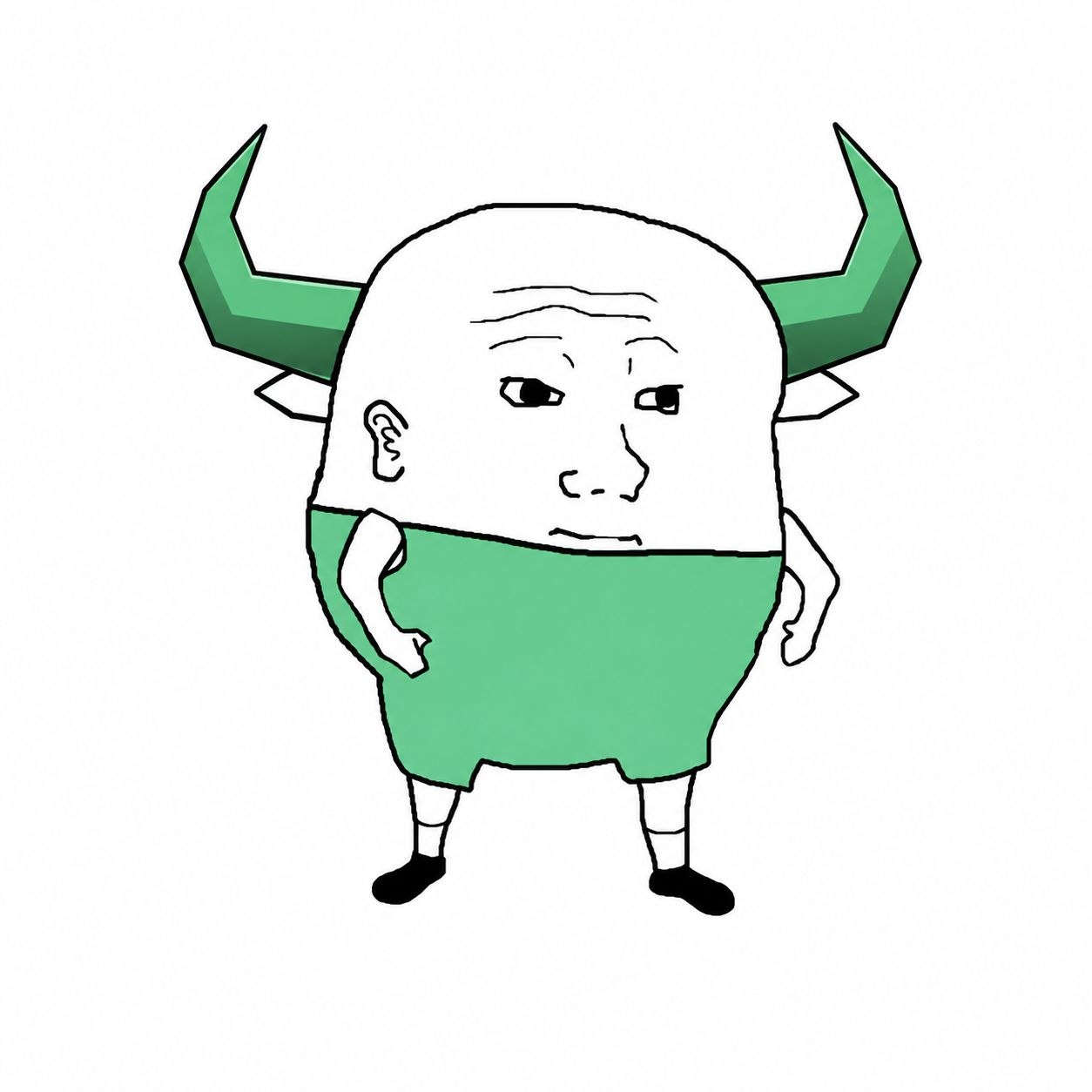 $PUMPSEM mascot: a bald horned character in a green shirt